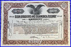 PENNSYLVANIA 1930 Olean, Bradford & Salamanca Railway Company Stock Certificate