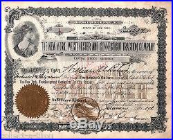 PHENOMENAL 1898 SERIAL#1 NY WESTCHESTER CONNECTICUT RWY STOCK President's Shares
