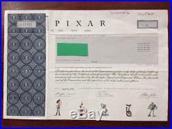 PIXAR stock certificate Steve Jobs Chairman