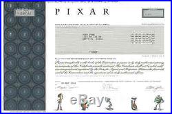 PIXAR stock certificate Steve Jobs animated movies acquired by Walt Disney
