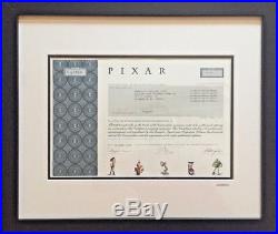 PIXAR stock certificate computer animation studios Steve Jobs Walt Disney
