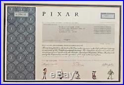 PIXAR stock certificate computer animation studios Steve Jobs Walt Disney