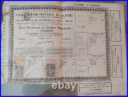 Panamanian 1887 Paris Canal Interoceanique 100 Francs Revenue Talon Bond Loan
