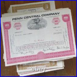 Penn Central Company' Railroad Co. LOT 3000+ PIECES Stock Certificates