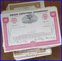 Penn Central Company Railroad Company LOT of 800+ PIECES, Stock Certificates