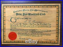 Peter Pan Woodland Club, Ltd, Big Bear City, Ca 1932 & Membership Certificate