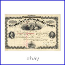 Philadelphia City Passenger Railway Company Stock // 5 Shares // 1877