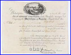 Philadelphia and Lancaster Turnpike Share Certificate, William Bingham, 1795