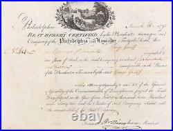 Philadelphia and Lancaster Turnpike Share Certificate, William Bingham, 1795