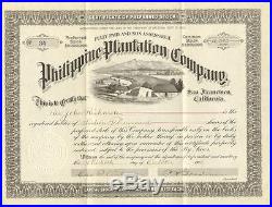 Philippine Plantation Company 1906 stock certificate issued for 16,000 shares