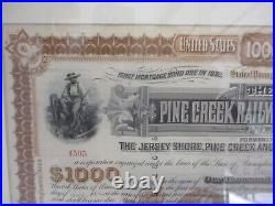 Pine Creek Railway Co. 1885 First Mortgage Bond Signed By William K Vanderbilt
