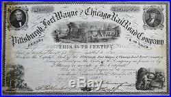 Pittsburgh, Fort Wayne & Chicago Rail Road Co.' 1858 Railroad Stock Certificate
