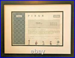 Pixar animated studios stock certificate Steve Jobs founded now part of Disney