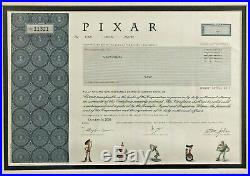 Pixar animated studios stock certificate Steve Jobs founded now part of Disney