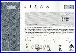 Pixar stock certificate Steve Jobs signature Buzz Lightyear Woody'Toy Stories