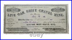Placer County, CA Live Oak Drift Gravel Mine 1880 Stock Certificate #585
