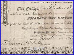 Pocomoke Bay Oyster Co NJ / MD VA connections 1886 stock certificate not tin can