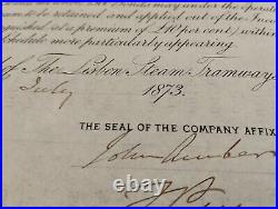 Portugal 1873 Lisbon Steam Tramways Mortgage Debenture 100 Pounds Bond Waterlow