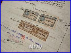 Portugal 1894 Bank Banco Commercial Porto 40000 Reis RARE Bond Stamps Revenues