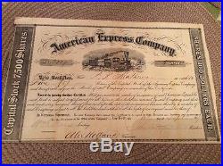Pre-Civil War Stock Certificate 1857 American Express Company