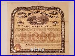 RARE $1000 South Mountain Railroad / RR First Mortgage GOLD BOND with 48 COUPONS