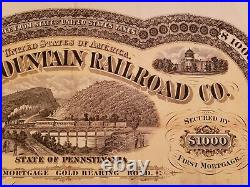 RARE $1000 South Mountain Railroad / RR First Mortgage GOLD BOND with 48 COUPONS