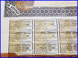 RARE $1000 South Mountain Railroad / RR First Mortgage GOLD BOND with 48 COUPONS