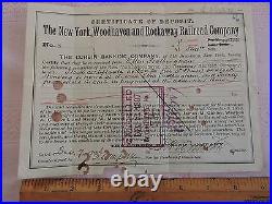RARE 1884 Stock Certificate New York Woodhaven Rockaway LIRR Queens NYC Subway