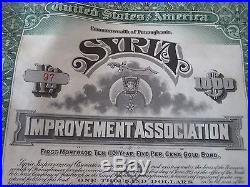 RARE 1916 MORTGAGE GOLD BONDS (CANCELLED) SYRIA IMPROVEMENT ASSOCIATION