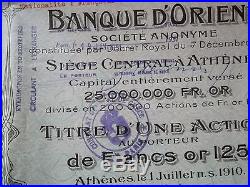 RARE! BANQUE d'ORIENT WITH STAMP CONSUL GREEK IN PARIS