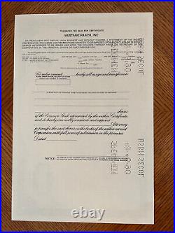 RARE Mustang Ranch specimen stock certificate 1987 famous brothel bordello