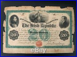 RARE Republic of Ireland Fenian Bond#210 $20 1865 issued