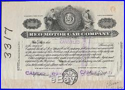 REO MOTOR CAR Co. STOCK PROOF CERT. FOUNDED BY RANSOM E. OLDS IN 1904 BN7000