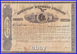 Rare 1862 Original American Express Co. Wells & Fargo Signed Stock Certificate