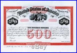 Rare! 1864 CIVIL War $500 U. S. A. Bond Specimen Proof Beautiful