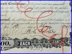 Rare 1919 W. C. Powell Company (FL) Stock Certificate #3, signed by Powell