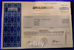 Rare- Amazon Stock Certificate-hard To Find! Nice Condition