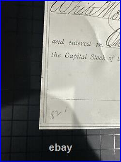 Rare Capital stock Railroad 1877 Issued Stock Certificate 1/1