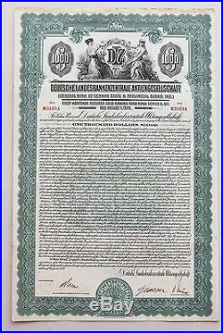 Rare! Central Bank of German State 1927 Gold bond / Dollar loan - with coupons