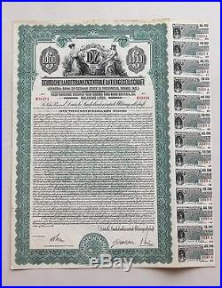Rare! Central Bank of German State 1927 Gold bond / Dollar loan - with coupons