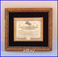 Rare Framed 1917 Woods Mobilette Company Stock Certificate #8171 Arizona Seal