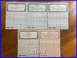 Rare Full Coupons 1937 China Liberty Bond 1000,100,50,10,5