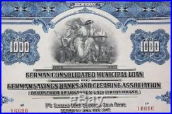 Rare! German Savings Bank (SBCA) 1926 Gold bond / Dollar loan - with coupons