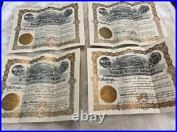 Rare Lot Of 4 1905 Buckeye Copper Co Stock Certificates Seattle