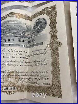 Rare Lot Of 4 1905 Buckeye Copper Co Stock Certificates Seattle