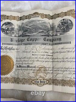 Rare Lot Of 4 1905 Buckeye Copper Co Stock Certificates Seattle