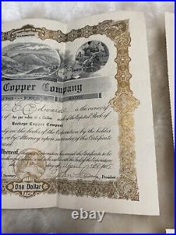 Rare Lot Of 4 1905 Buckeye Copper Co Stock Certificates Seattle