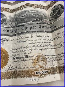 Rare Lot Of 4 1905 Buckeye Copper Co Stock Certificates Seattle