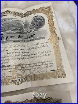 Rare Lot Of 4 1905 Buckeye Copper Co Stock Certificates Seattle