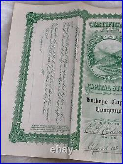 Rare Lot Of 4 1905 Buckeye Copper Co Stock Certificates Seattle